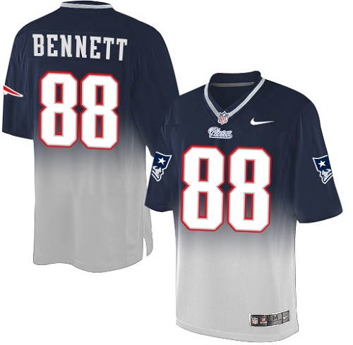 Men's Elite Martellus Bennett Nike Jersey Navy/Grey - #88 Fadeaway NFL New England Patriots